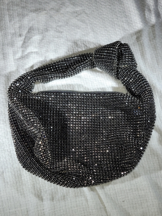 Urban Expressions Handbags - Urban Expressions Black Silver Metallic Mesh Evening Bag NWOT